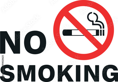 A clear 'No Smoking' sign with a red prohibition symbol and a cigarette icon, indicating a non-smoking zone or area, viewed directly.
