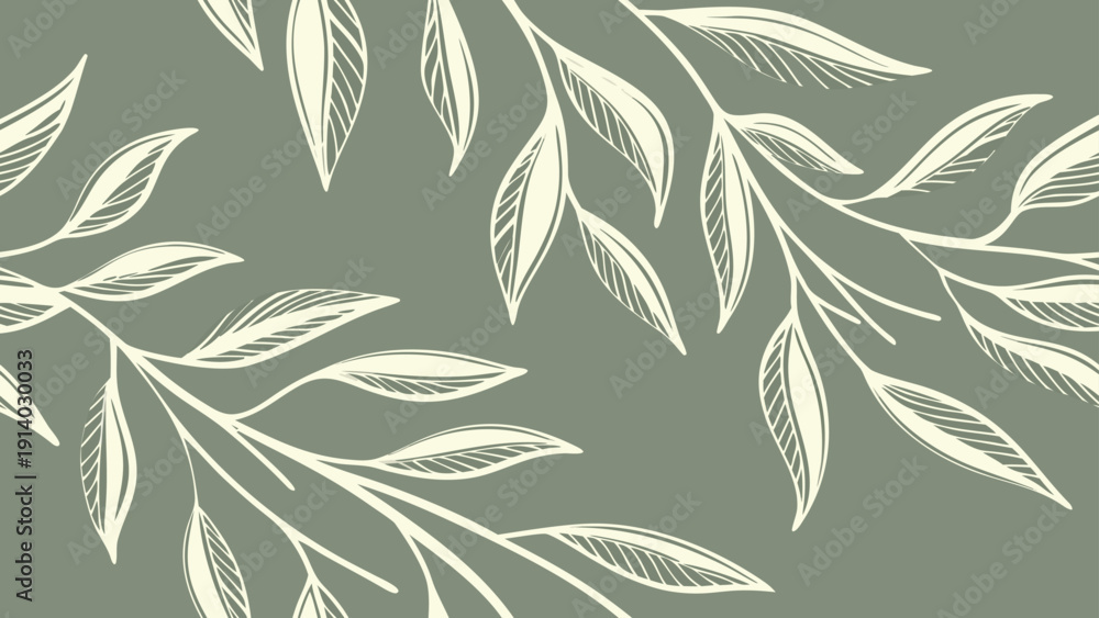 Fototapeta premium Vector Illustration Background Featuring Elegant Beige and White Leaf Outline Pattern with Seamless Design Suitable for Various Projects. 15