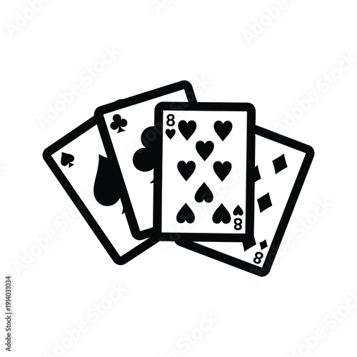 A stack of playing cards showing hearts clubs spades and diamonds