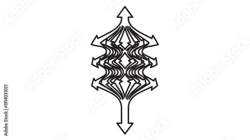 Complex Cooperation Flowchart Illustration with Arrows and Symmetry