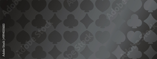 高級感のあるトランプのスート模様バナー背景　ブラック