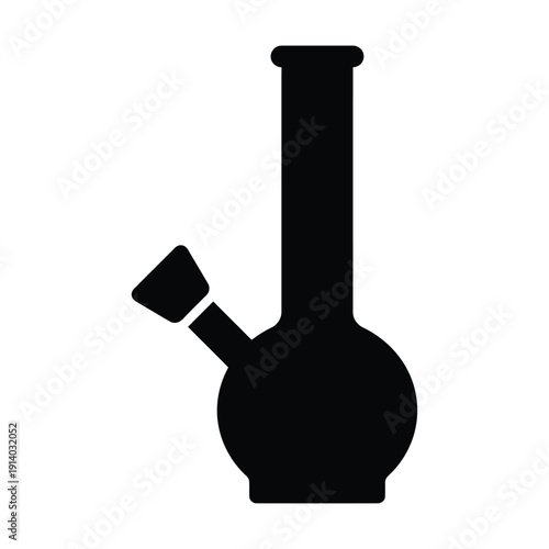 Simple black silhouette of a water pipe commonly used for smoking