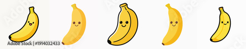 cute banana vector has eyes and mouth