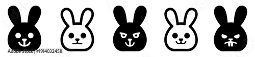 rabbit icon face animal set