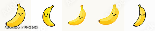 cute banana vector has eyes and mouth