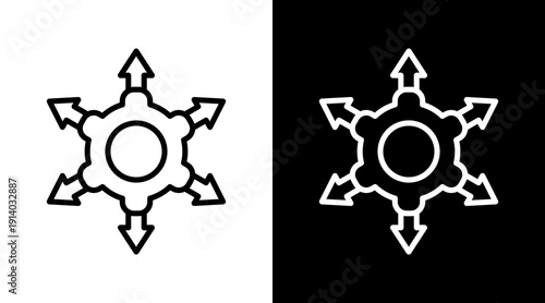 Direction White Icon Set Vector 