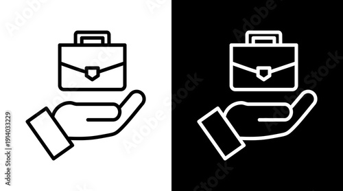 Suitcase White Icon Set Vector 