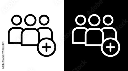 Add Group White Icon Set Vector 