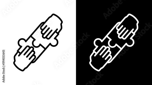 Partnership White Icon Set Vector 