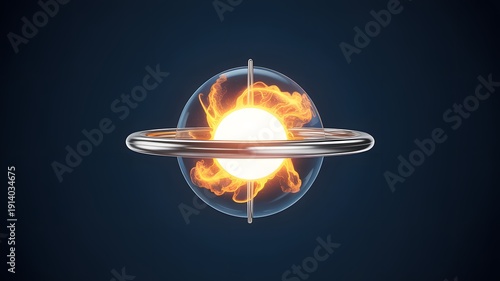 Wallpaper Mural 3D Illustration Of Planet With Glowing Core And Ring System Torontodigital.ca