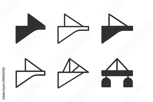 Structural Load Diagram Icons. Structural load diagram. Icon set. Set Logo of Structural load diagram: shear force diagram for a beam. harmonious