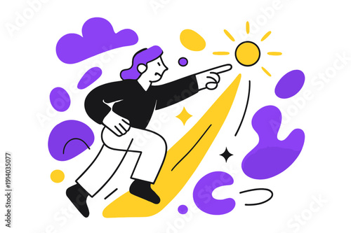 Spark of Innovation. Catalyst. Spark of innovation represented by abstract floating shapes and glowing accents, transformative and energetic scene. Modern