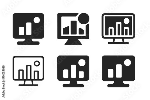 Business Tech Icons. Business technology. Icon set. Set Logo of Business technology: SaaS dashboard. harmonious logo variations of the same emblematic concept,