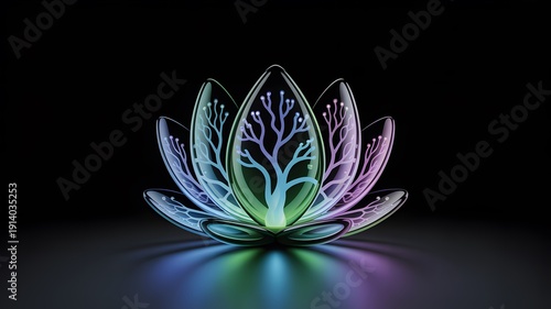Wallpaper Mural Beautiful illuminated glass lotus flower with glowing inner branches design Torontodigital.ca
