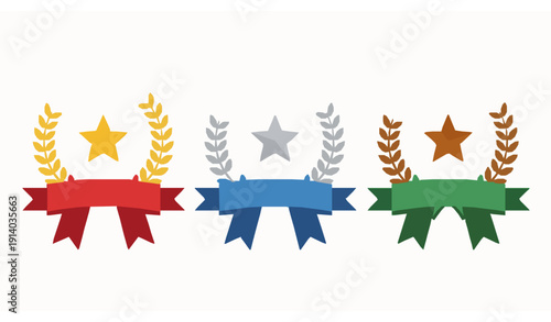 Laurel wreath ranking medal vector set for awards and achievements