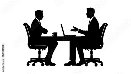 Two Businessmen Having a Meeting in the Office Silhouette