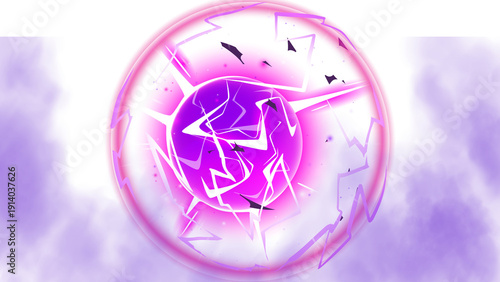 Wallpaper Mural Glowing Purple Energy Sphere with Cracked Light Effect and Neon Glow Background Torontodigital.ca