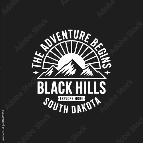 Black Hills South Dakota Travel Emblem - Adventure Awaits in the Mountains