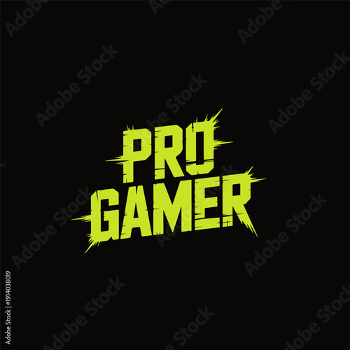 Pro Gamer Logo Bold Neon Green Text on Black Background