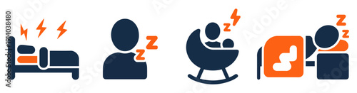insomnia sleep disorder icon set