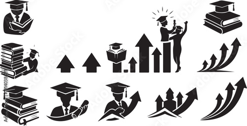 Education and Learning Icons for Success and Growth Concepts
