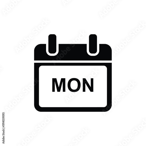 Vector illustration icon simple black and white calendar icon with monday displayed