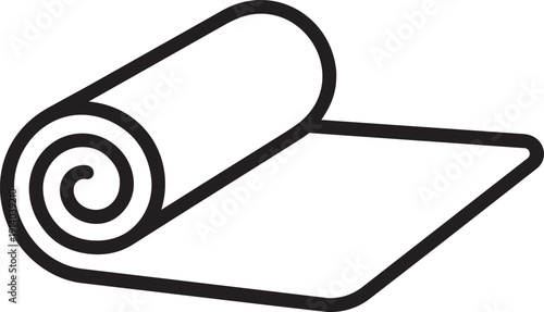 Rolled yoga mat icon for floor exercises and pilates training or meditation sessions