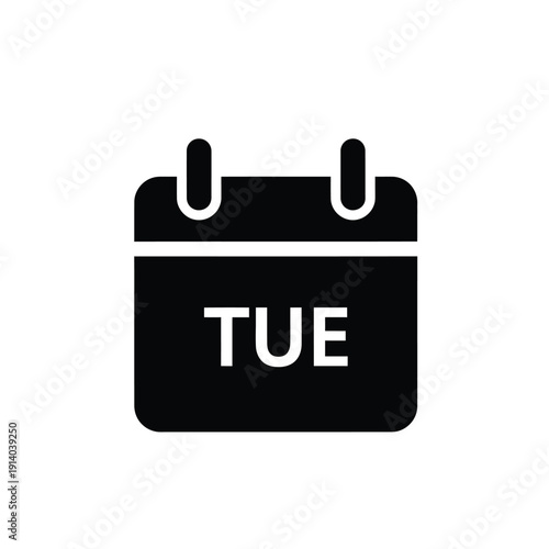 Vector illustration icon black calendar icon showing tuesday