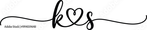 Elegant calligraphic K and S letters intertwined with a heart shape on a white background