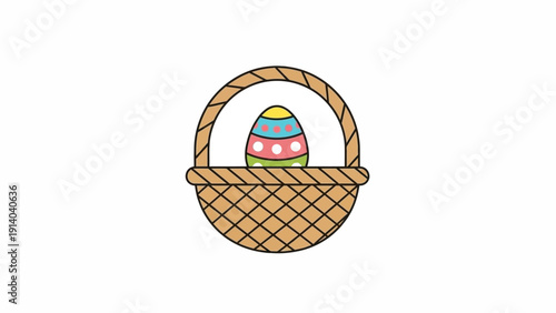 Fotografija Colorful Easter Egg in Wicker Basket.