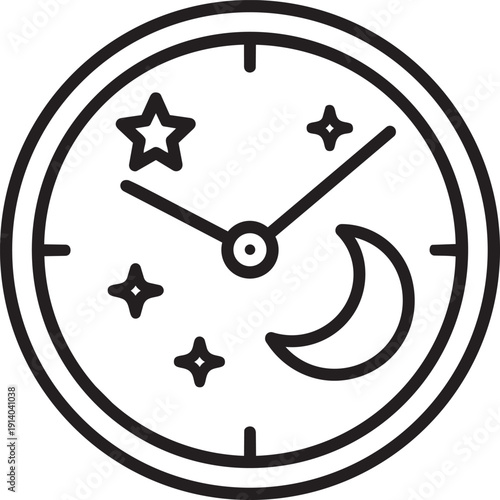 Wall clock with moon and stars representing sleep schedule and night rest recovery time