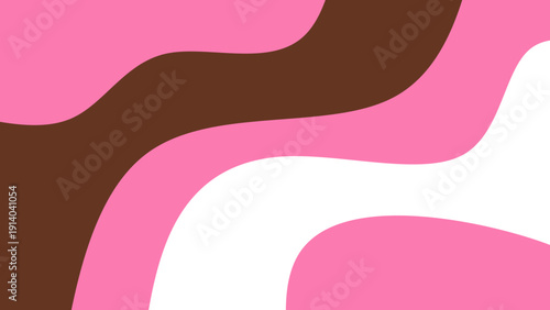 Sweet melting chocolate and pink strawberry icing glaze background. Melted syrup or dripping liquid sauce. Minimalist sweet chocolate and strawberry pink background. Minimalist wavy background.