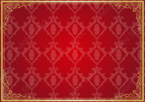 赤の柄入りアンティークフレーム