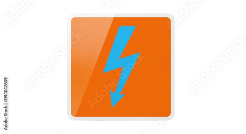 Free Download Orange square with blue lightning bolt PNG isolated on transparent background, energy symbol for design and web use - GFXLoad
