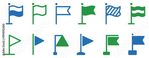 flag location icon set collection