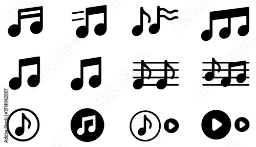 music note icon set vector