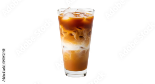 Canvas Print Iced latte PNG isolated on transparent background, refreshing coffee drink with
