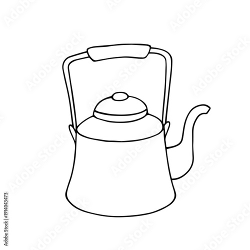 Line sketch, doodle teapot. Vector graphics.