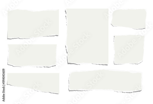 Set of torn pieces of paper isolated on a white background. Paper collage. Vector illustration.