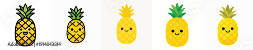 cute pineapple vector has eyes and mouth