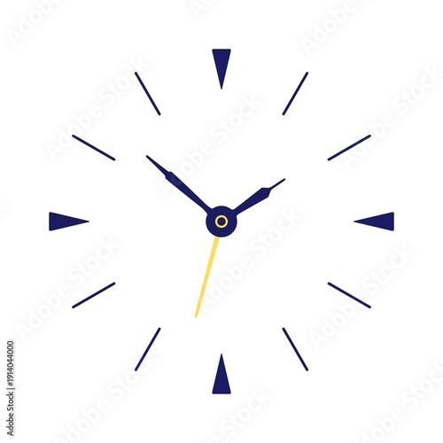 Vector white clock face with hands and minute divisions