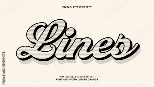 Vintage Retro Script Text Effect with Horizontal Line Pattern
