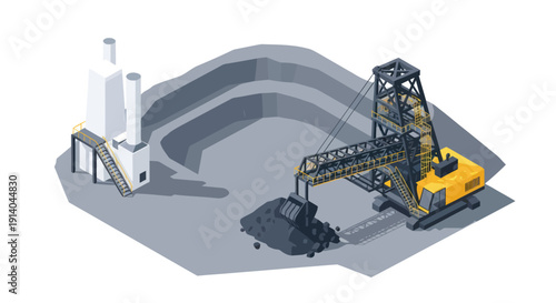 Industrial mining equipment in an open pit mine.