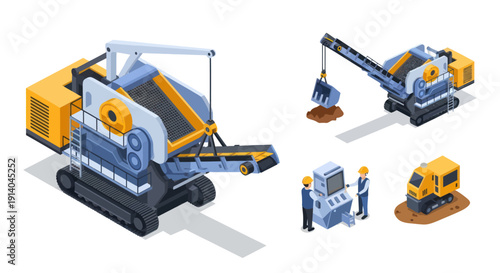 Heavy machinery equipment for construction and mining industry.