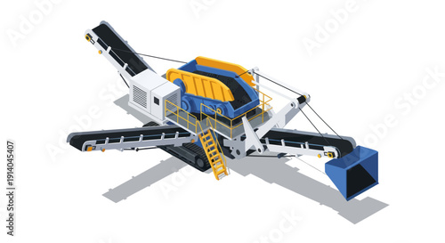Industrial mobile crushing plant machinery equipment for mining and construction.