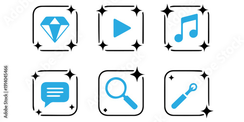 Icon Set of Multimedia Glyph Icons. Contains such Icons as (play, music, search etc.)