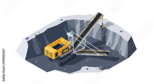 Industrial mining equipment in a quarry or excavation site.