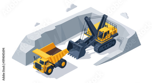 Heavy machinery excavation in an open pit mine.