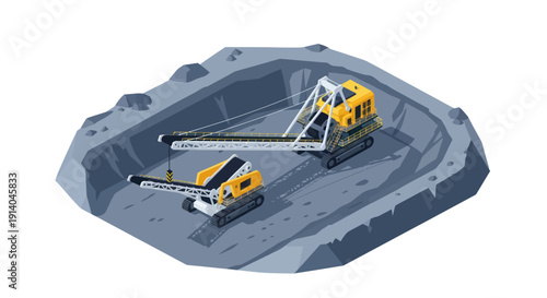 Underground Mining Operation with Heavy Machinery.