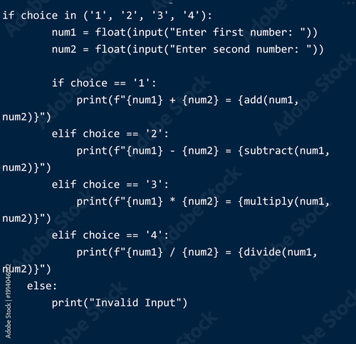 Konstfotografi Professional Python Source Code of a Calculator Program with Syntax Highlighting